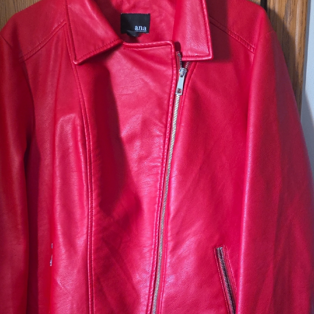 a.n.a Women's Bold Red Faux Leather Jacket